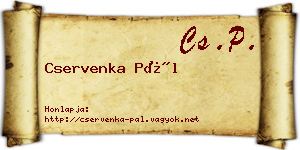 Cservenka Pál névjegykártya